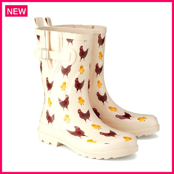 Shoes - Women's Rubber Rain Boots Mid-Calf Waterproof Anti-Slip Garden Chelsea